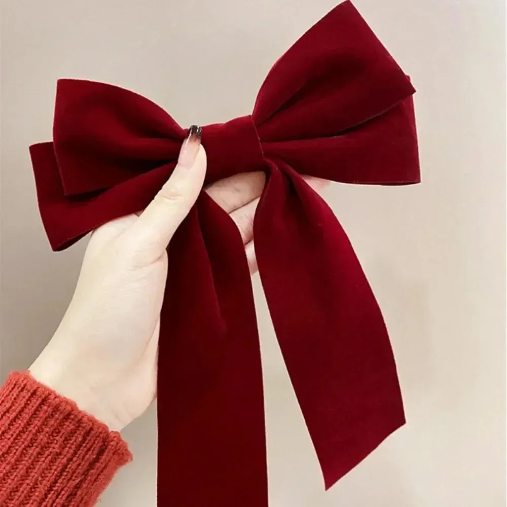 Black Red Velvet Long Ribbon Wedding Fashion Christmas Hair Accessory