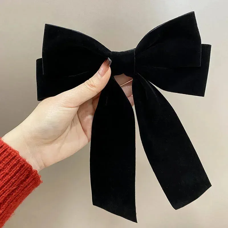 Black Red Velvet Long Ribbon Wedding Fashion Christmas Hair Accessory