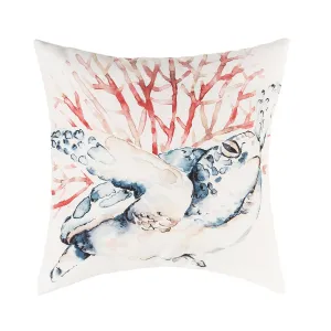 Blue and Coral Turtle Pillow