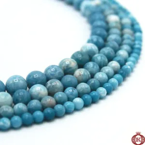 Blue Larimar Quartz Beads Smooth Round