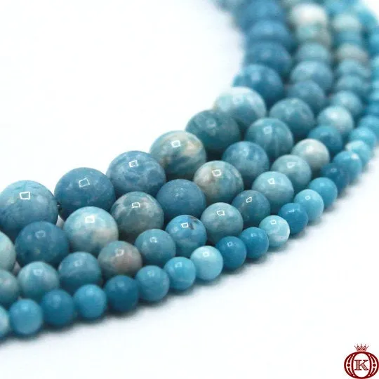 Blue Larimar Quartz Beads Smooth Round