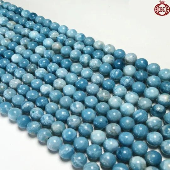 Blue Larimar Quartz Beads Smooth Round