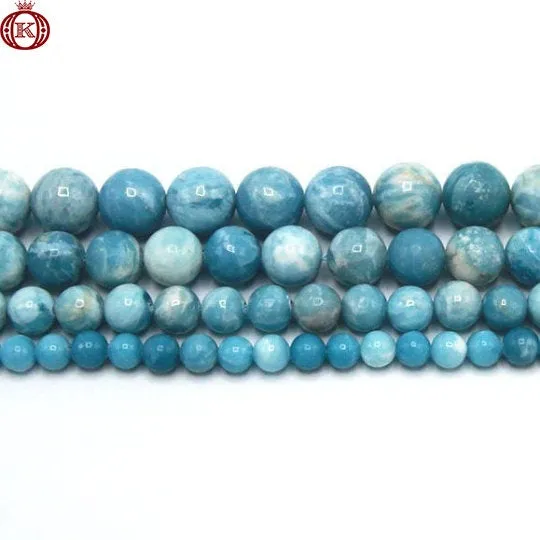 Blue Larimar Quartz Beads Smooth Round