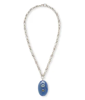 Blue Quartz & Sterling Silver Pendant Necklace