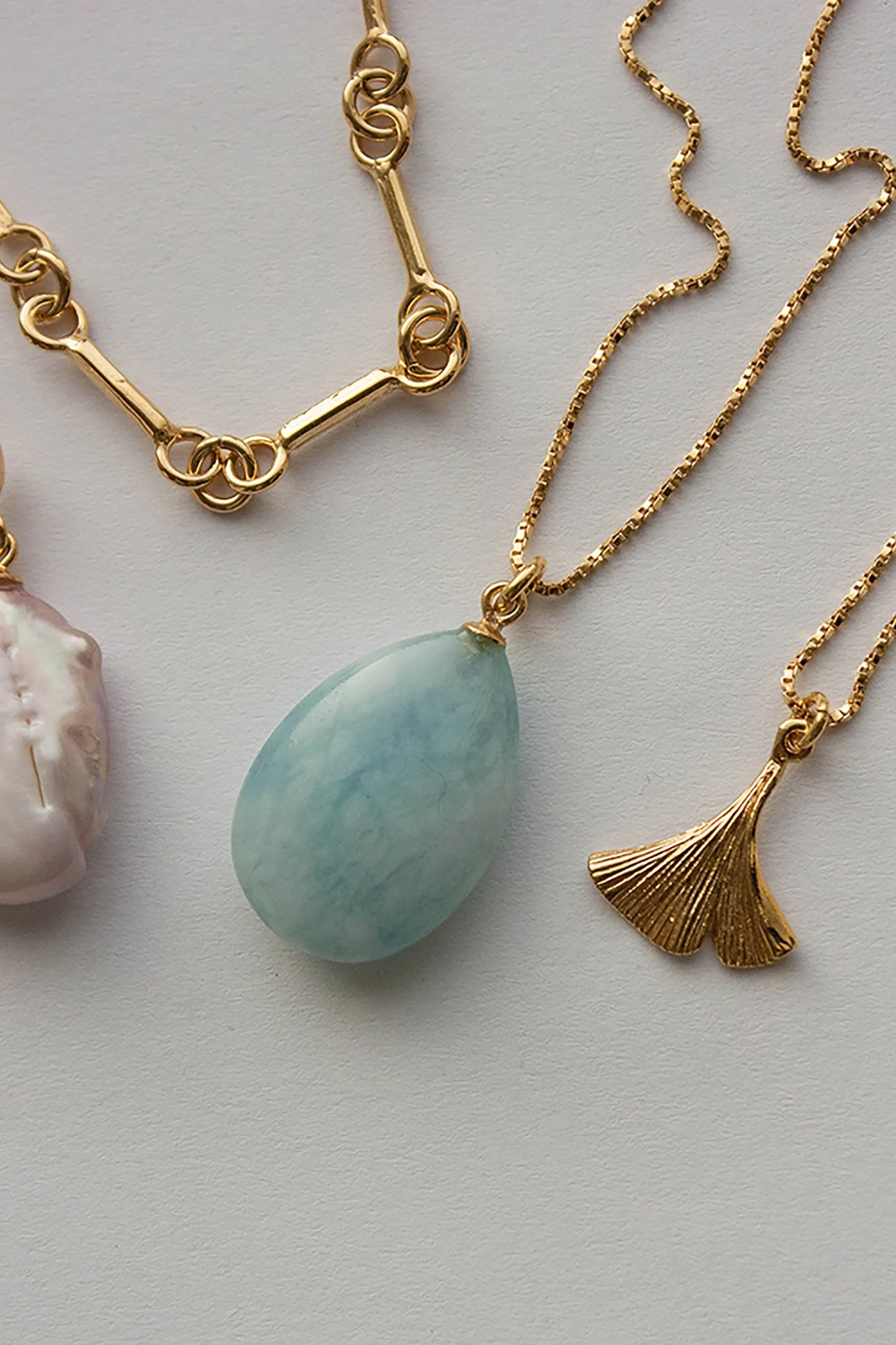 blue quartz necklace gold <br> by Neinties