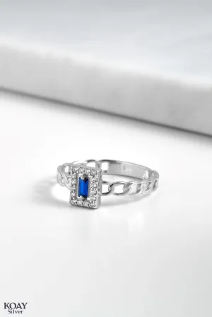 Blue Rectangle Zircon Gourmet Ring