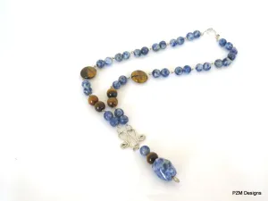 Blue Sodalite and Tigers Eye Necklace