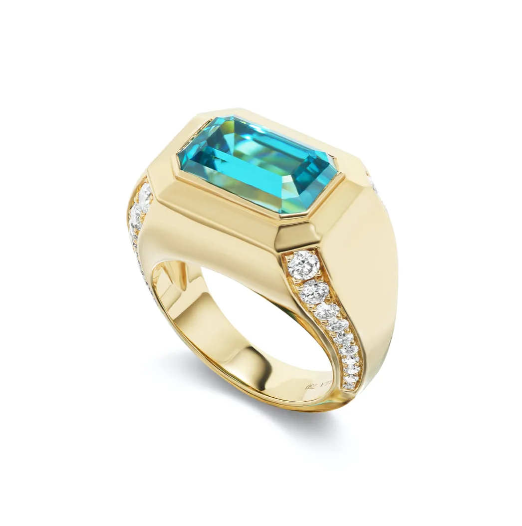 Blue Zircon Cascade Ring