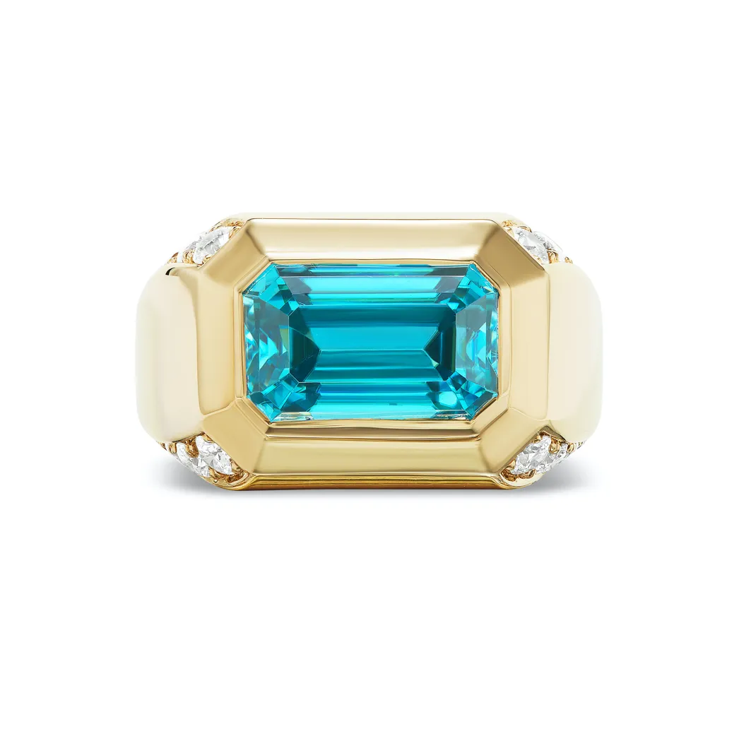 Blue Zircon Cascade Ring