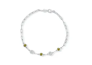 Bracelet 18kt Gold Chain White and Yellow Sapphires