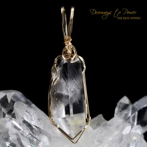 Brookite Manifestation Quartz Crystal Pendant 14k