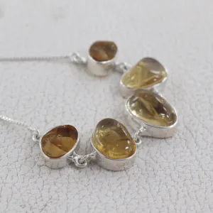 Cabochon Cut Citrine Gemstone Sterling Silver Bracelet