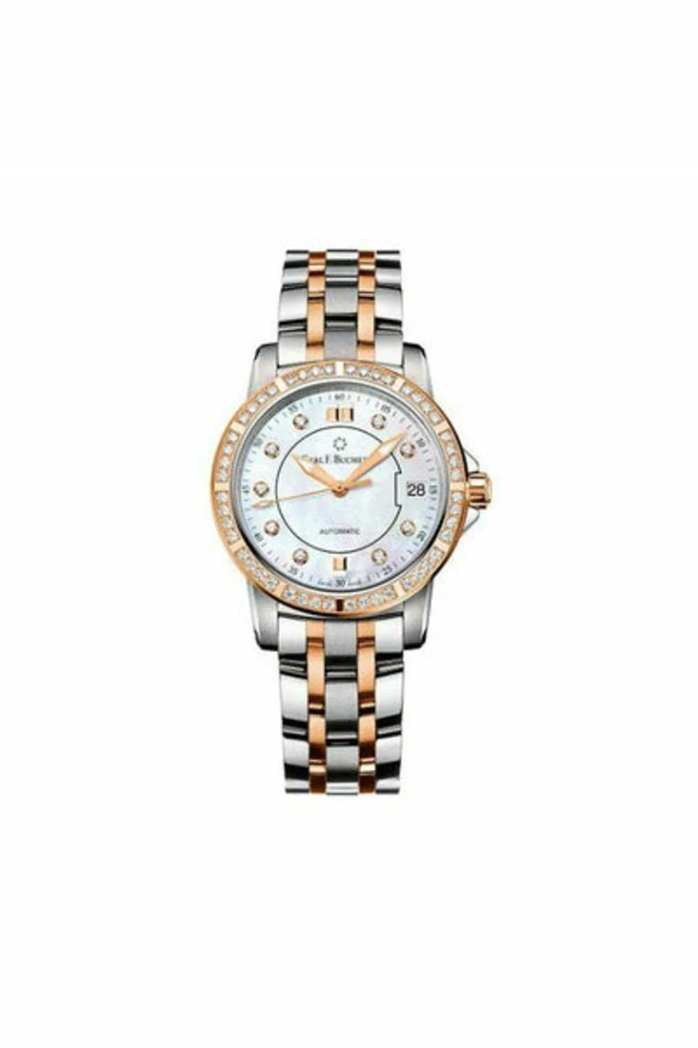 carl f. bucherer patravi autodate twotone 27mm stainless steel ladies watch