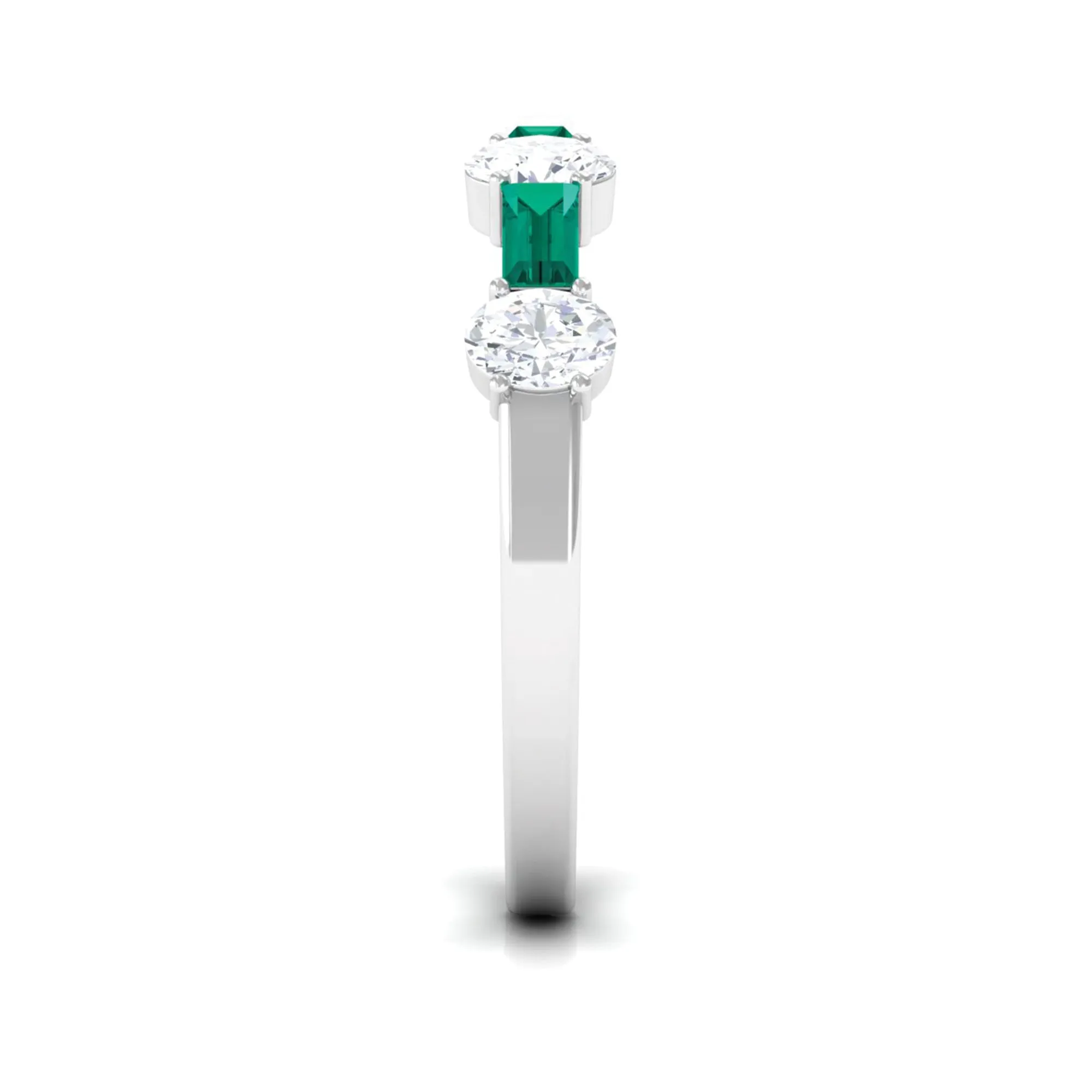 Certified Emerald Half Eternity Ring with Diamond