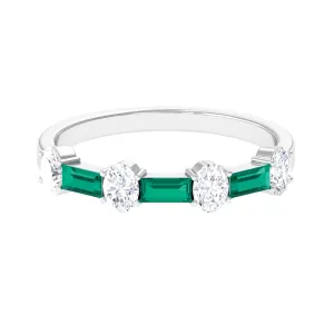 Certified Emerald Half Eternity Ring with Diamond