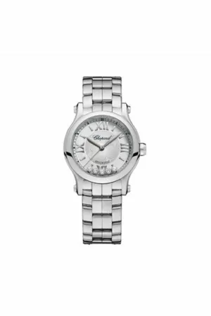 chopard happy sport round watch 30m steel case silver dial ref. 278573-3012