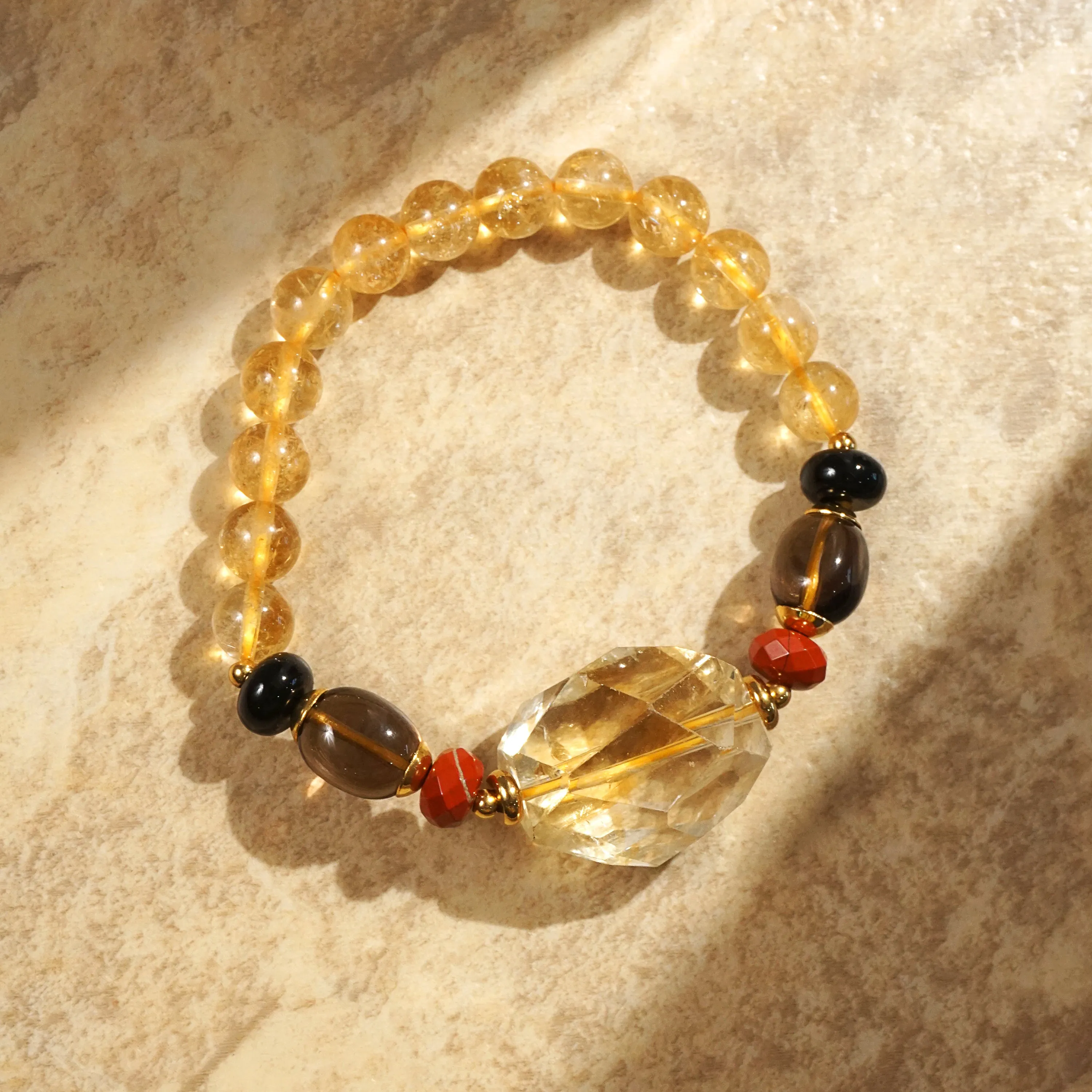 Citrine, Red Jasper, Smoky Quartz, and Black Onyx