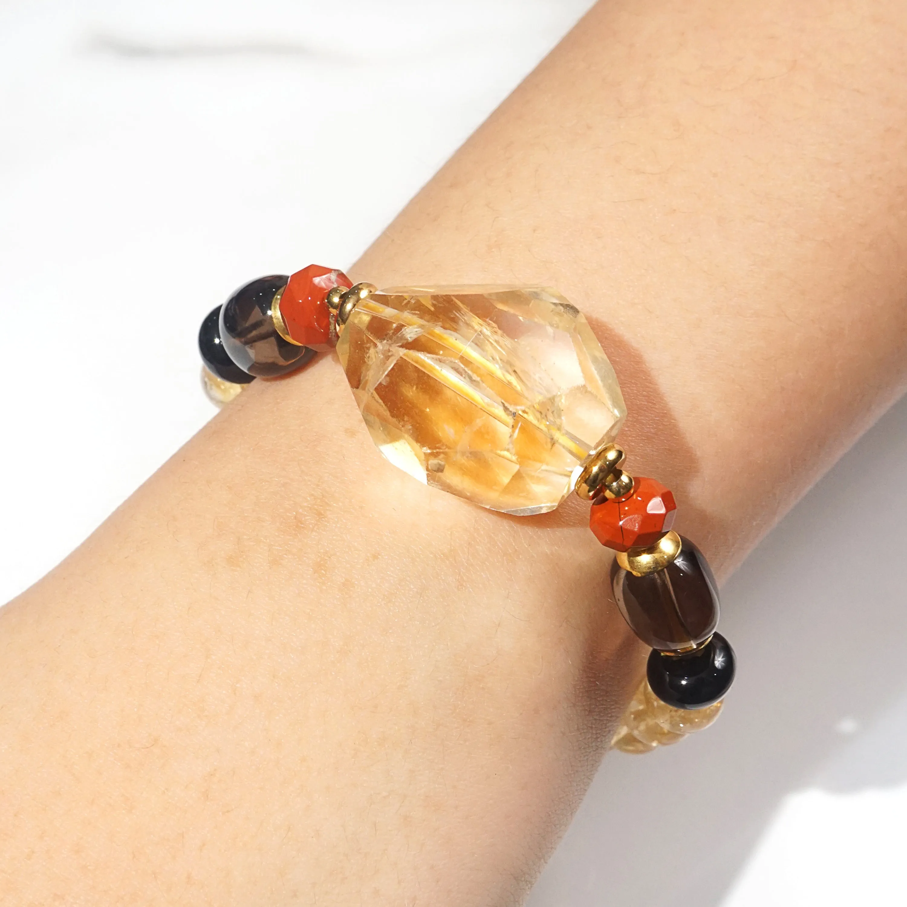 Citrine, Red Jasper, Smoky Quartz, and Black Onyx