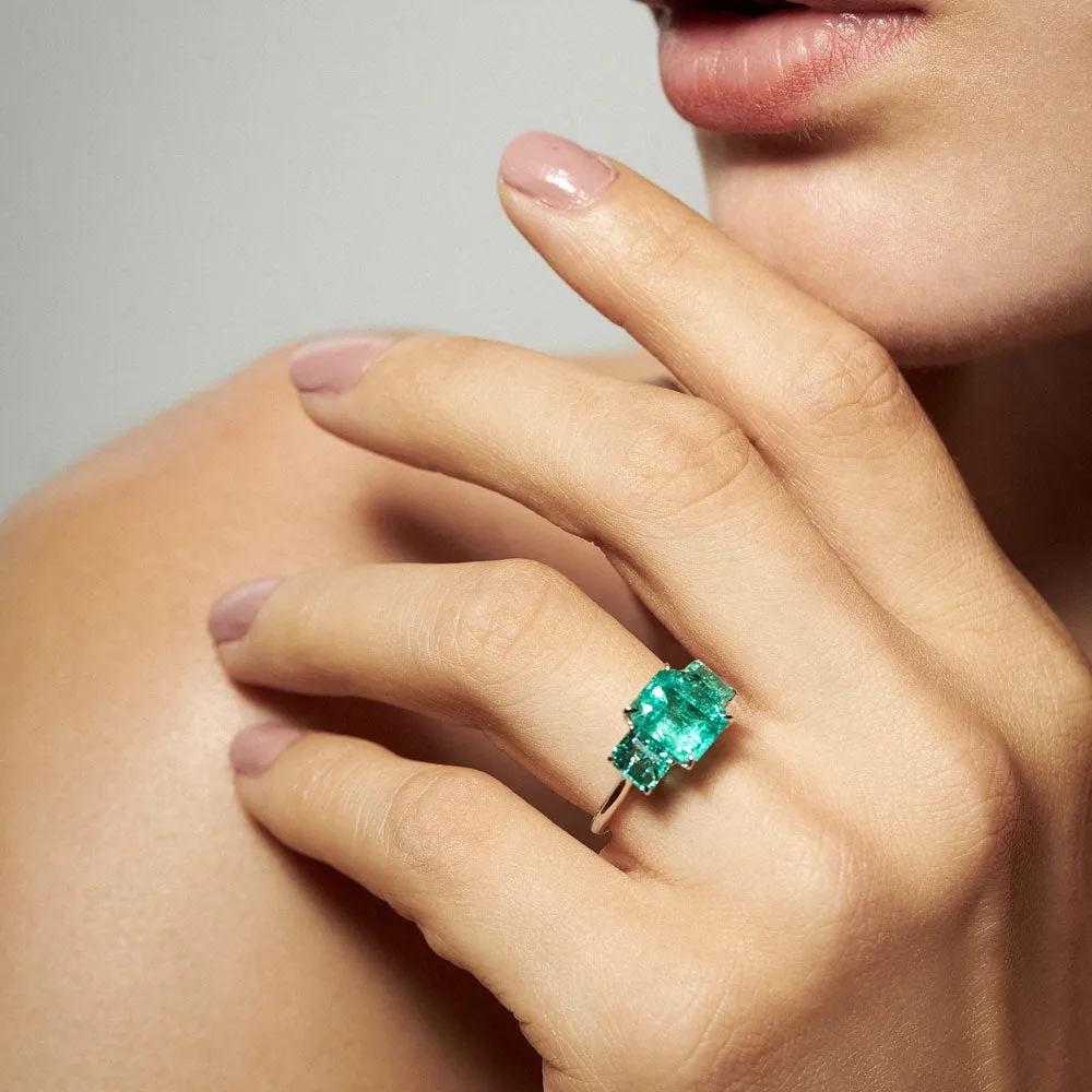 Colombian Emerald Three Stone Ring