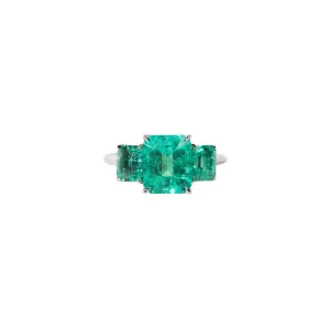 Colombian Emerald Three Stone Ring