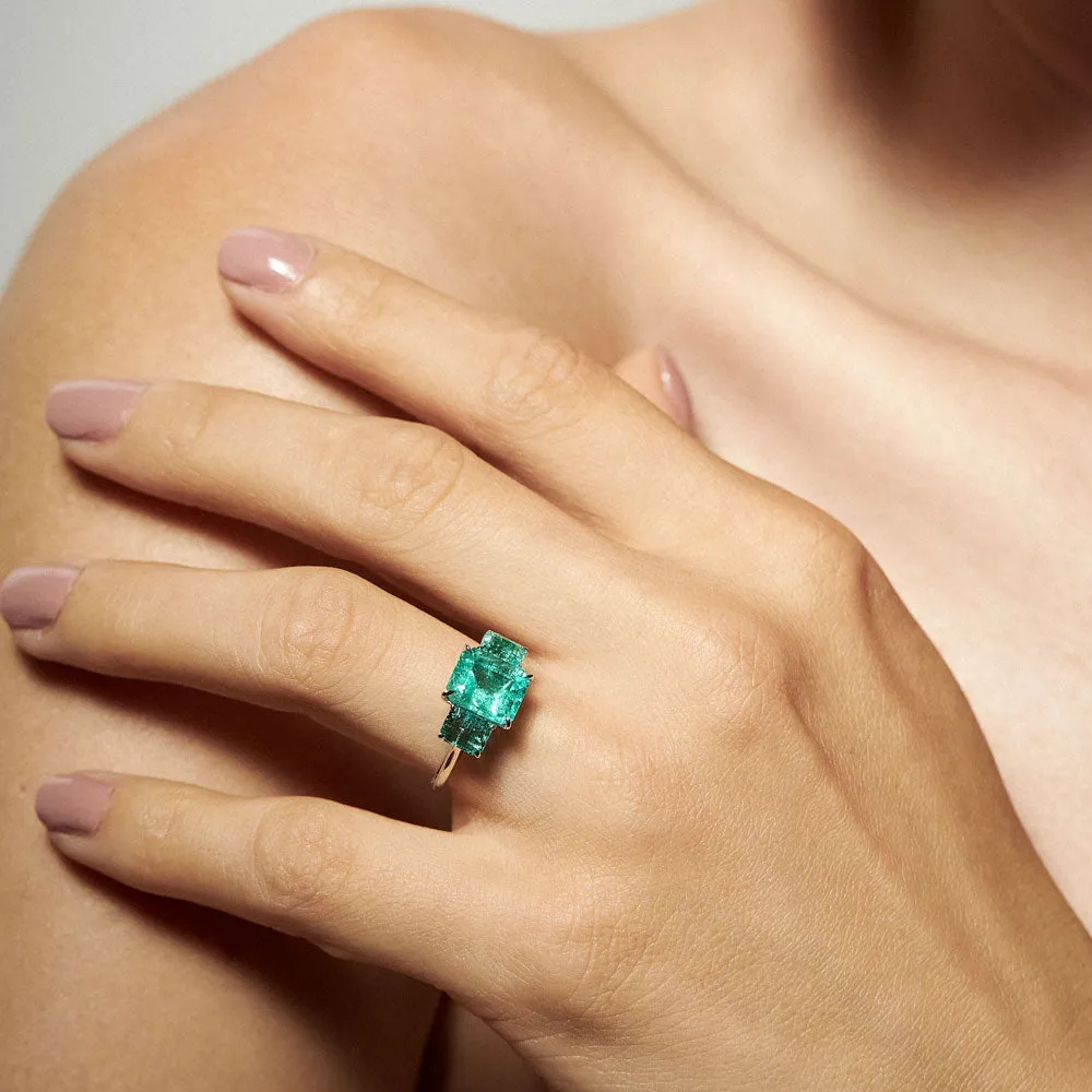 Colombian Emerald Three Stone Ring