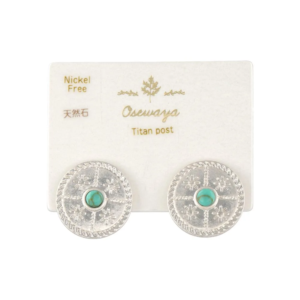 Concho Stud Titanium Earrings