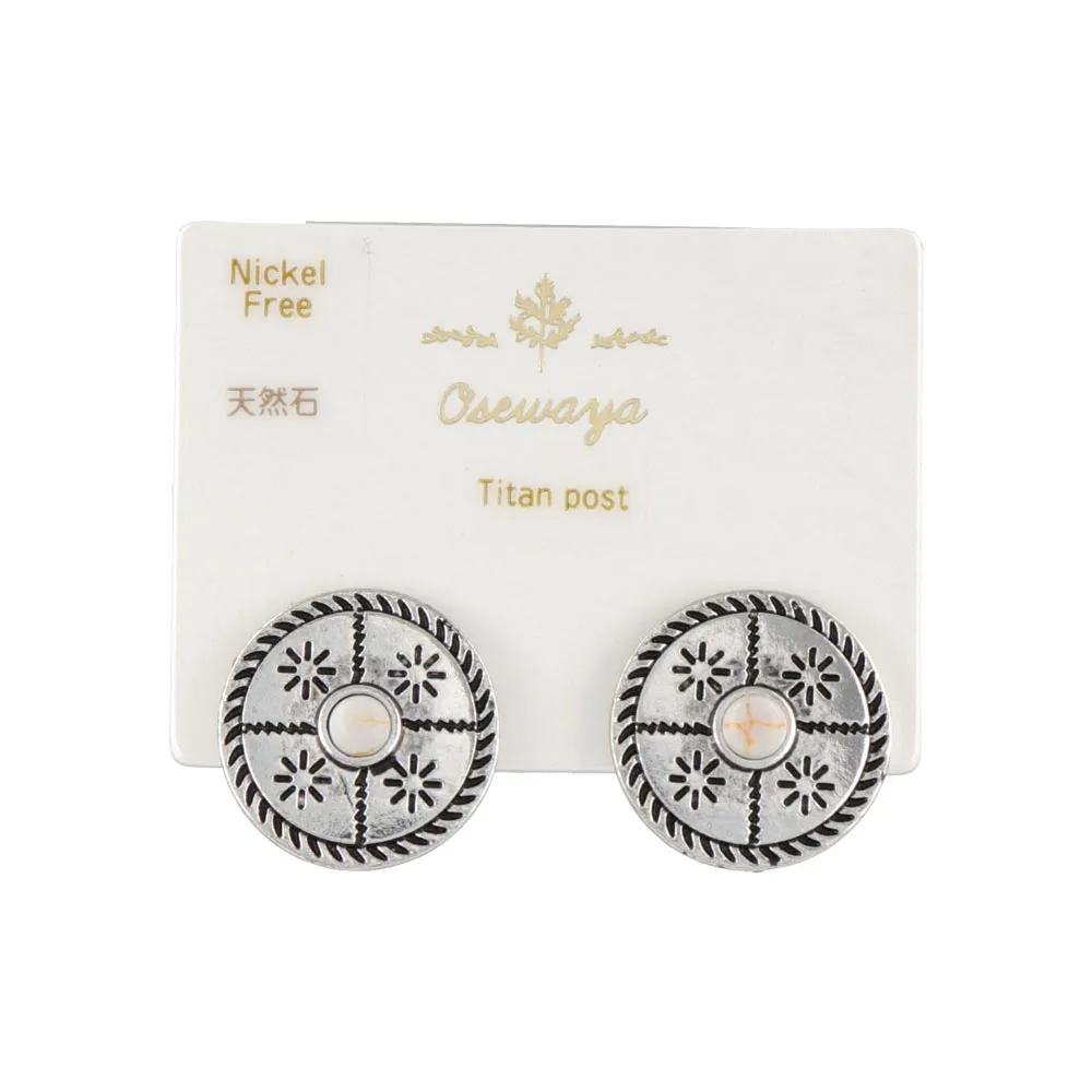 Concho Stud Titanium Earrings