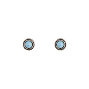 Cracked Turquoise Round Stud Earrings