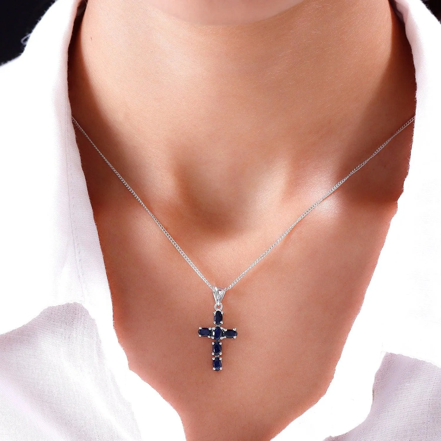 Cross Pendant Necklace , 925 Sterling Silver , Precious Gemstone Cross Necklace , Gold Cross , Religious necklace for girls, Gift for her