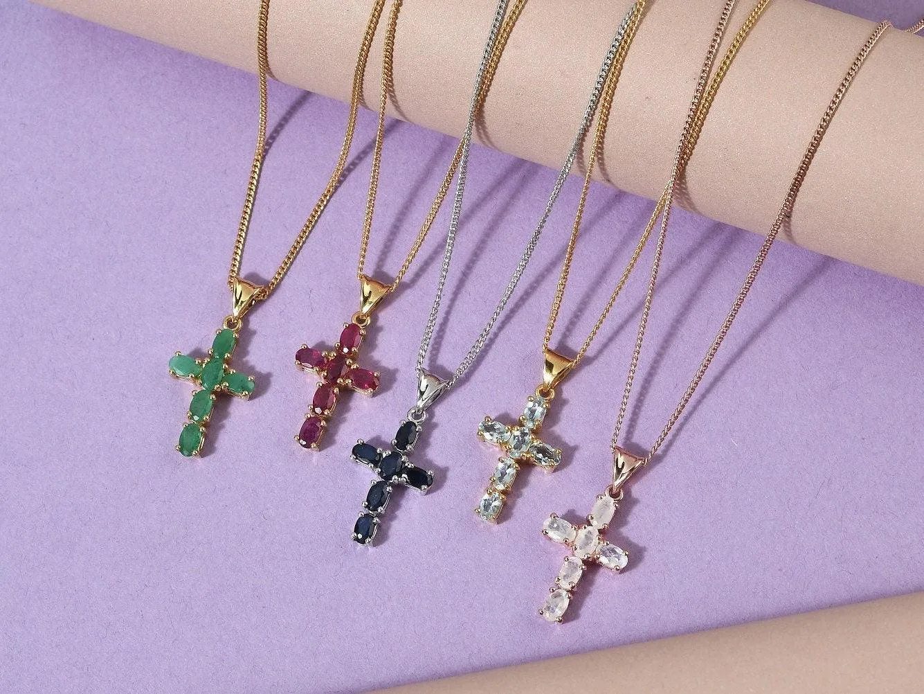 Cross Pendant Necklace , 925 Sterling Silver , Precious Gemstone Cross Necklace , Gold Cross , Religious necklace for girls, Gift for her