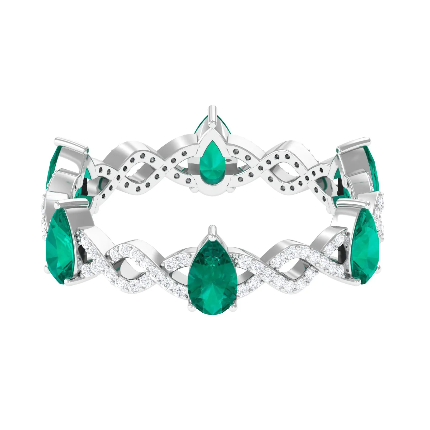 Crossover Eternity Ring with Emerald and Diamond