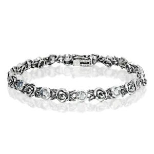 Danny Newfeld Sterling Silver 6-3/4" Rose Tennis Bracelet