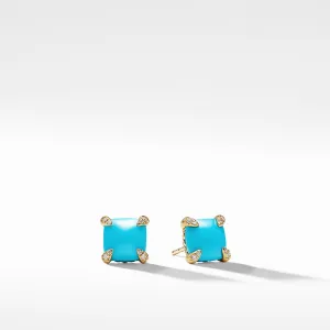 David Yurman Chatelaine 8MM Earrings with Turquoise in 18K Gold