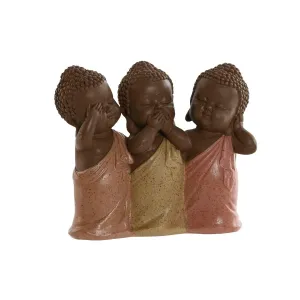 Decorative Figure Home ESPRIT Orange Coral Lime Resin Buddha Oriental 15,5 x 6 x 13 cm