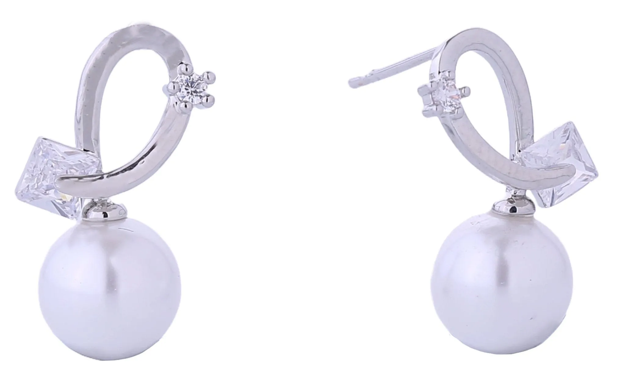 DJE310720 14K Curling Pearl Drop Post Earrings