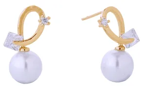 DJE310720 14K Curling Pearl Drop Post Earrings