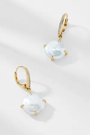 DOT DOT DOT COIN PEARL LEVERBACK EARRINGS