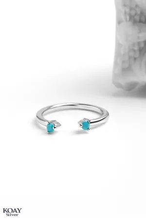 Double Turquoise Zircon Ring