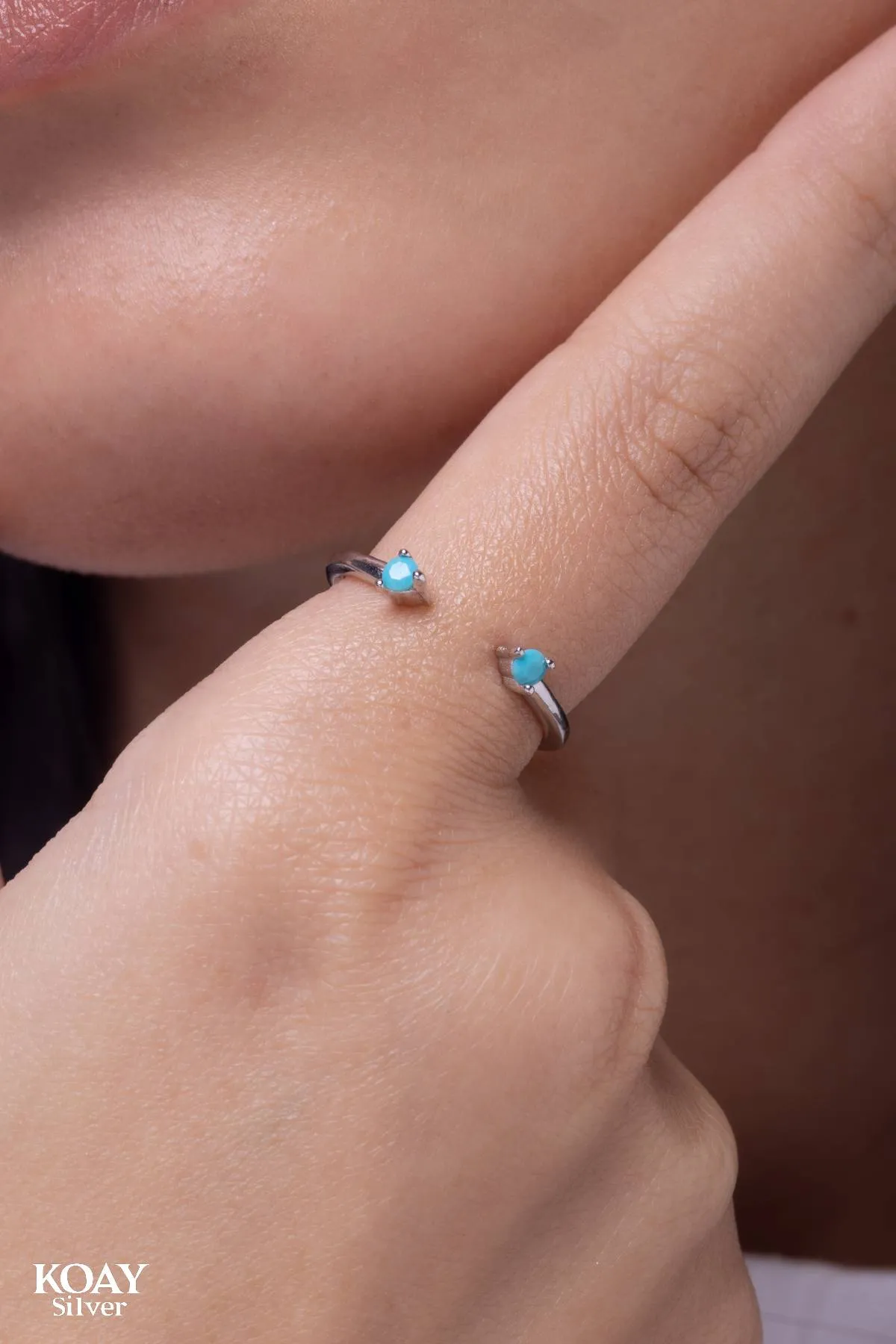 Double Turquoise Zircon Ring