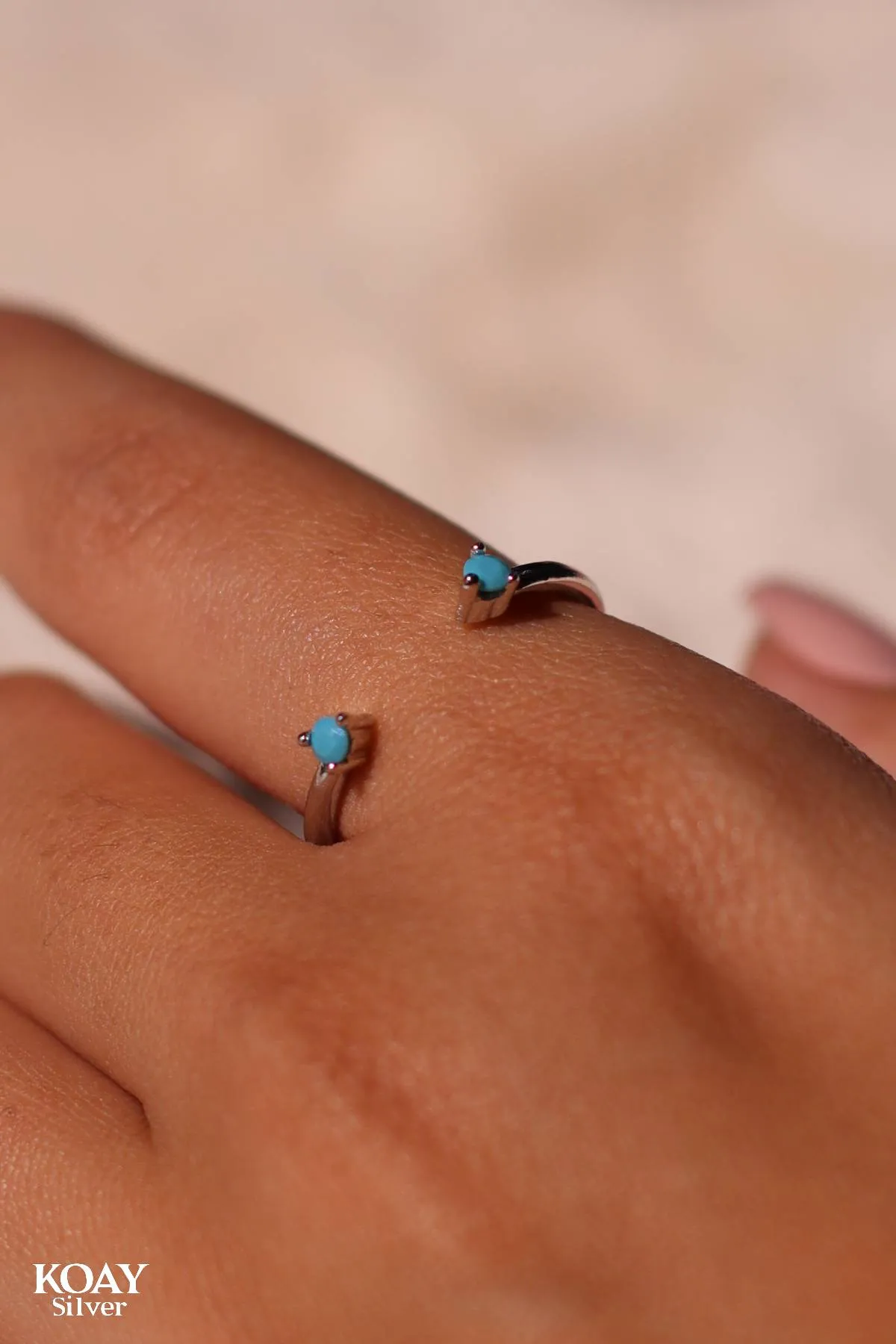 Double Turquoise Zircon Ring