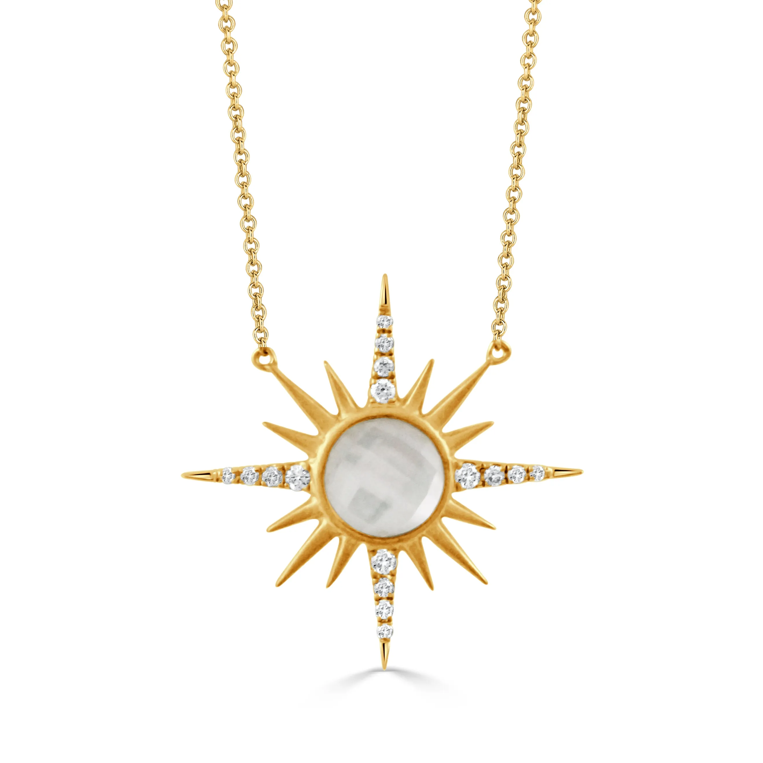 Doves Mother of Pearl Sunburst Necklace