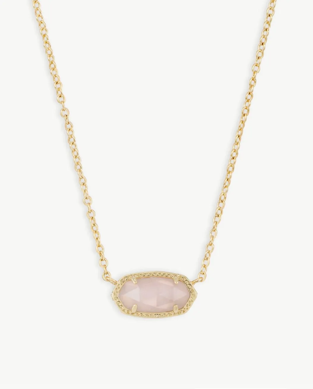 Elisa Gold Pendant Necklace in Rose Quartz