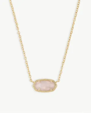 Elisa Gold Pendant Necklace in Rose Quartz