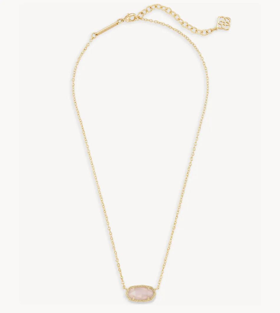 Elisa Pendant Necklace in Gold Rose Quartz