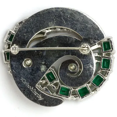 Emerald & Diamanté Circle Brooch