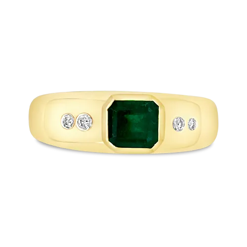 Emerald & Diamond Gypsy Ring