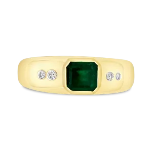 Emerald & Diamond Gypsy Ring