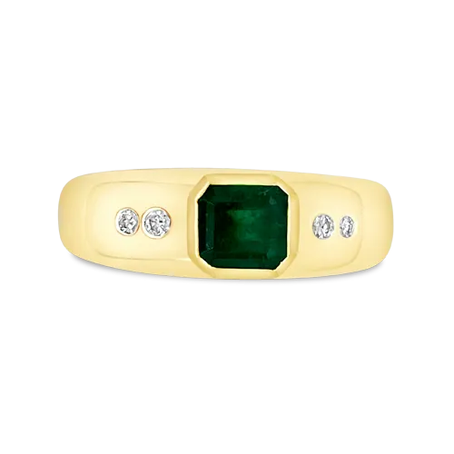 Emerald & Diamond Gypsy Ring