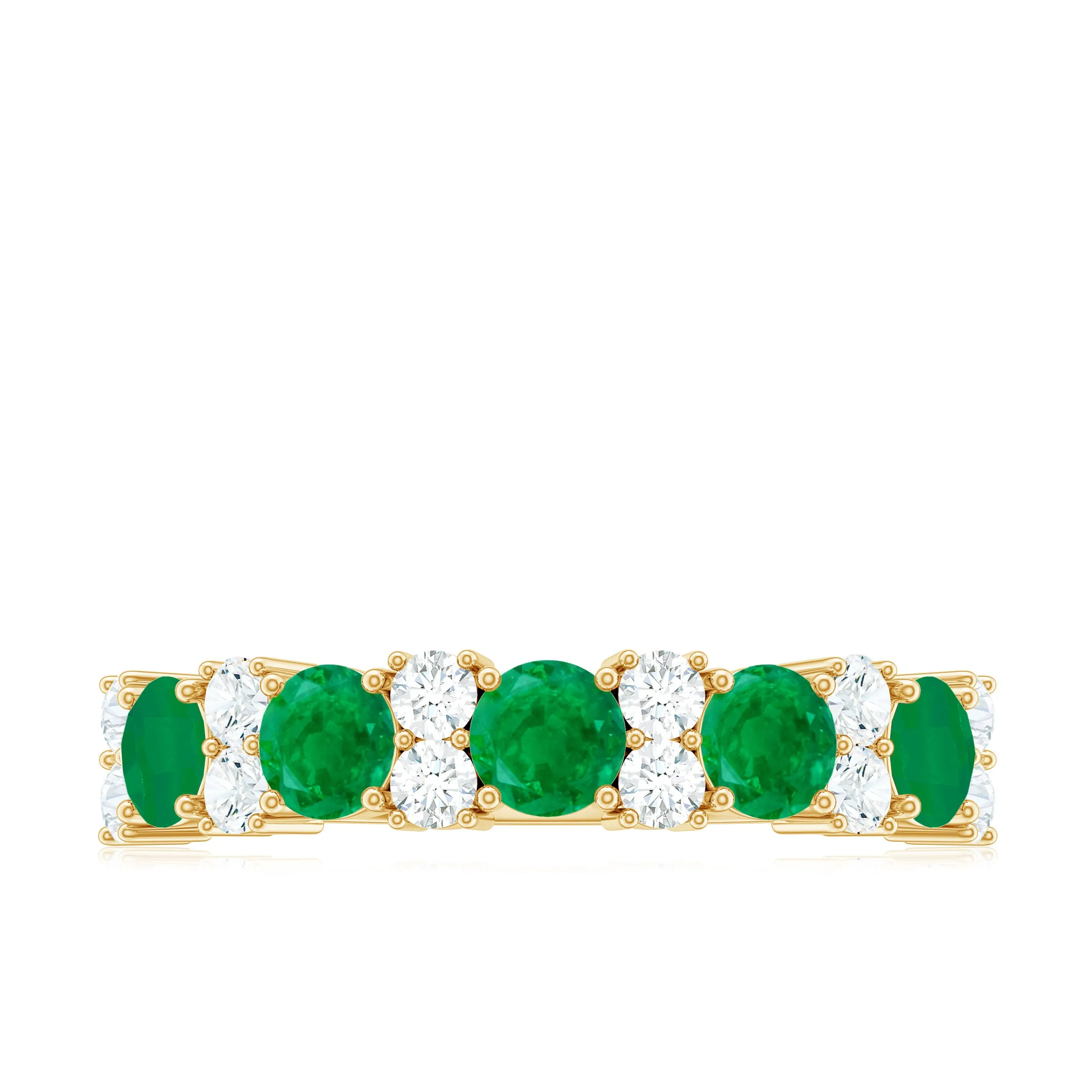 Emerald and Diamond Designer Half Eternity Ring