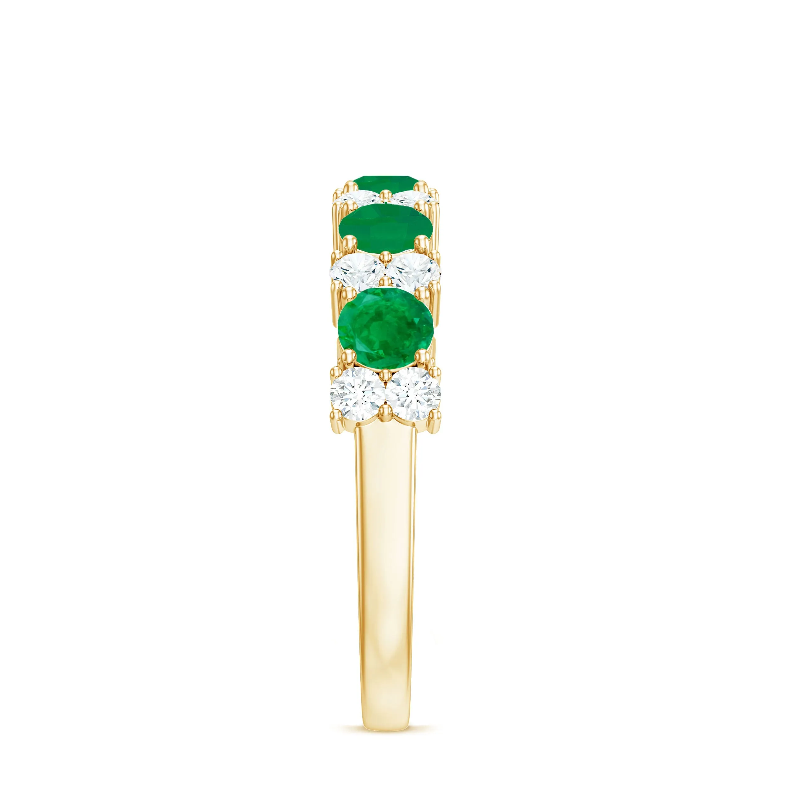 Emerald and Diamond Designer Half Eternity Ring